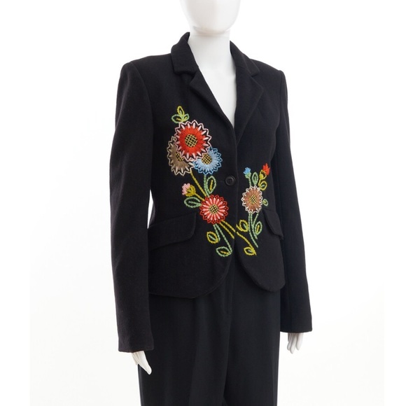 Floral embroidered wool blazer / euro 38 - Picture 3 of 7